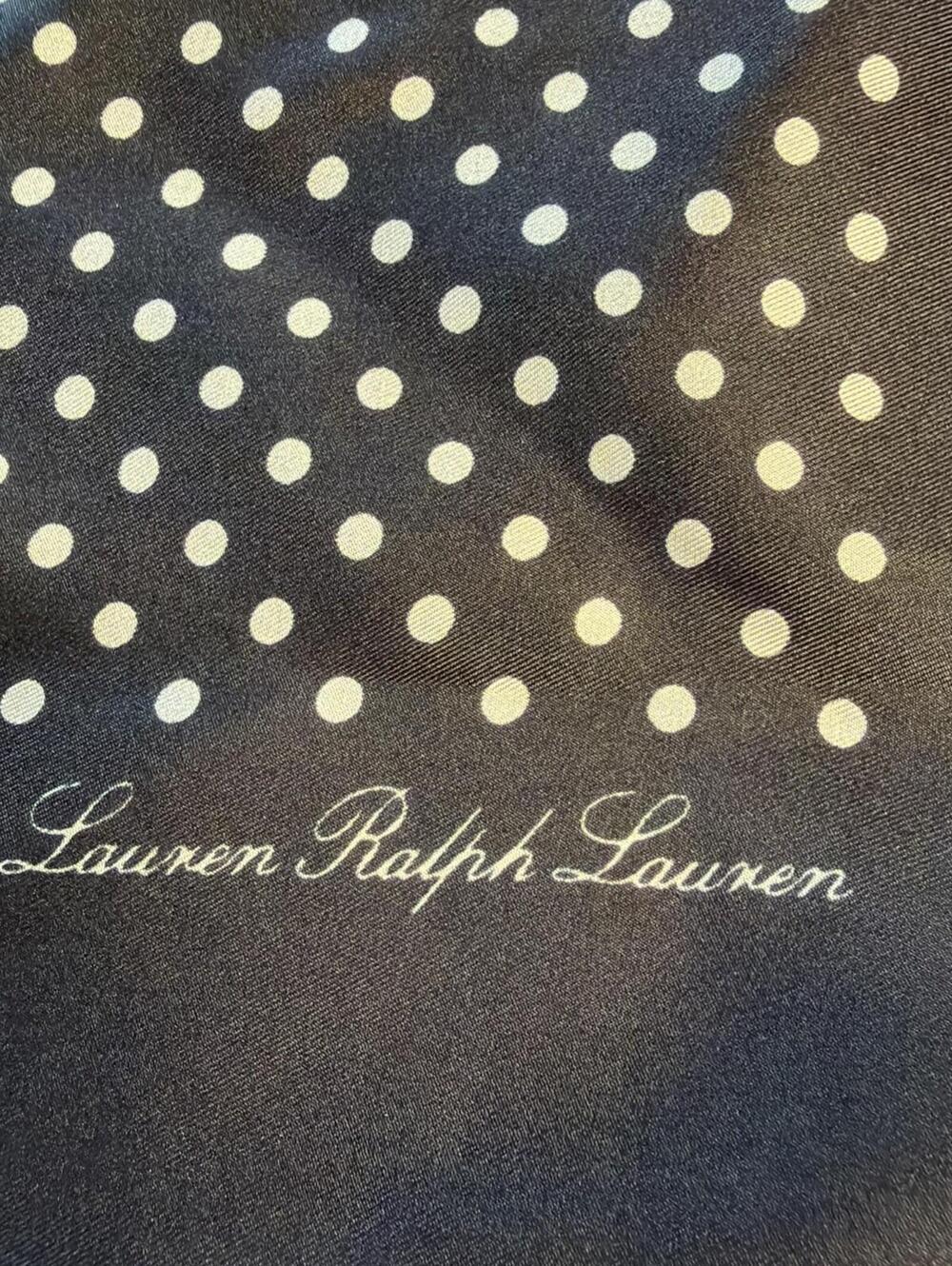 Lauren Ralph Lauren Square Silk Scarf Polka Dot Print 22" x 22", Black/White, - Picture 4 of 5